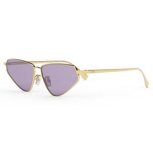 Fendi Sunglasses Cat Eye Full Rim, Gold Frame and Liliac Lens FE40068U30S